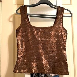 Darjoni all sequin brownish-gold tank mid-drift